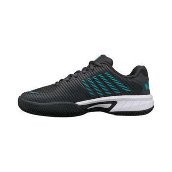 Chaussures de padel Junior K-Swiss Hypercourt EXP 2HB Noir/Bleu Cote2 - Esprit Padel Shop