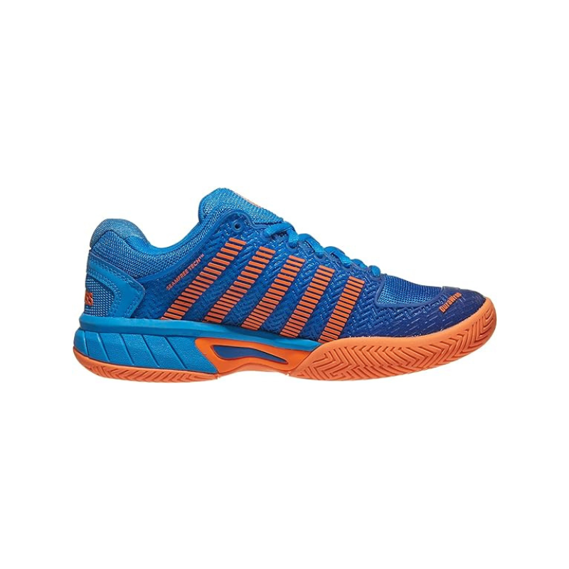 Chaussures de pade Junior K-Swiss Hypercourt EXP HB Bleu/Orange Cote1 - Esprit Padel Shop