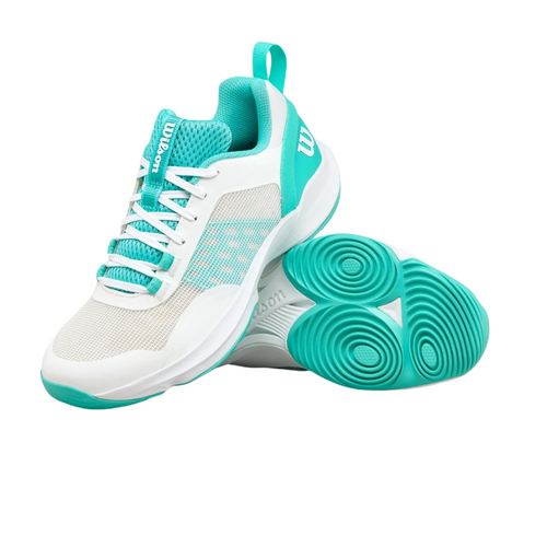 Chaussures de padel Femme Wilson Hurakn Pro V2 Blanc/Bleu - Esprit Padel Shop