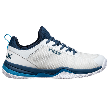 Chaussures de padel Homme Nox Nerbo Blanc/Bleu profil extérieur - Esprit Padel Shop