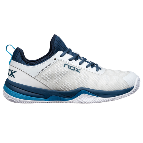 Chaussures de padel Homme Nox Nerbo Blanc/Bleu profil extérieur - Esprit Padel Shop