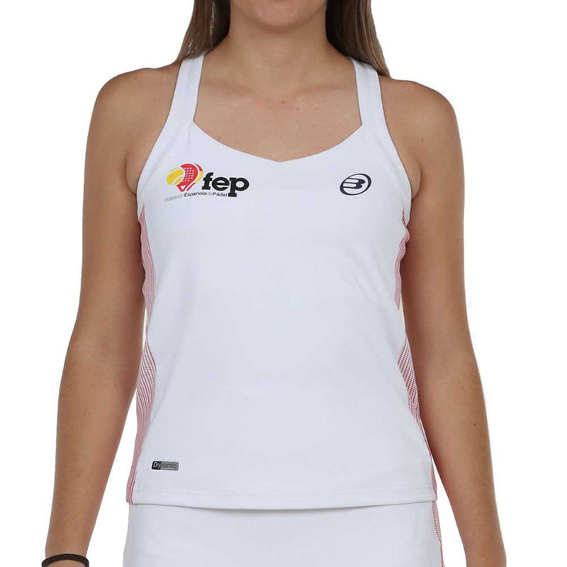 Débardeur Bullpadel Exima Replica FEP Blanc Femme Face - Esprit Padel Shop