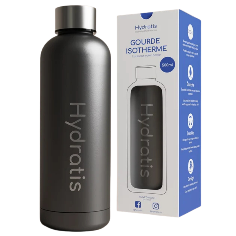Gourde Hydratis 500ml Noir Métallique - Esprit Padel Shop