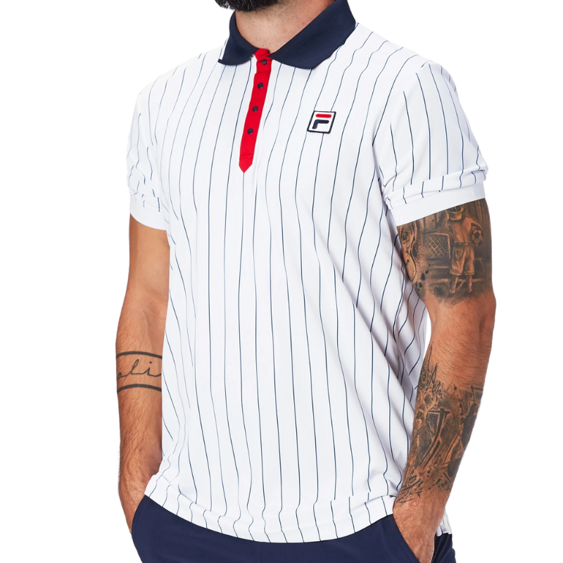 Polo Fila Stripes Blanc - Esprit Padel Shop