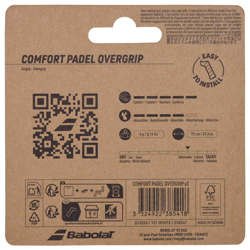 Surgrips Babolat Comfort Blanc x3 - Esprit Padel Shop