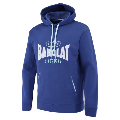 Sudadera Babolat Exercice Hood Logo azul 3q - Esprit Padel Shop