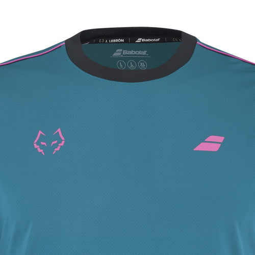 T-shirt Babolat Crew Neck Tee Lebron Bleu/Rose - Esprit Padel Shop