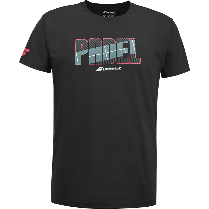 T-shirt Babolat Padel Cotton Tee Noir 2024 Face - Esprit Padel Shop