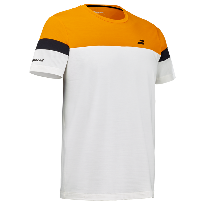 T-shirt Babolat Perf Crew Neck Tee Branca/Laranja - Esprit Padel Shop