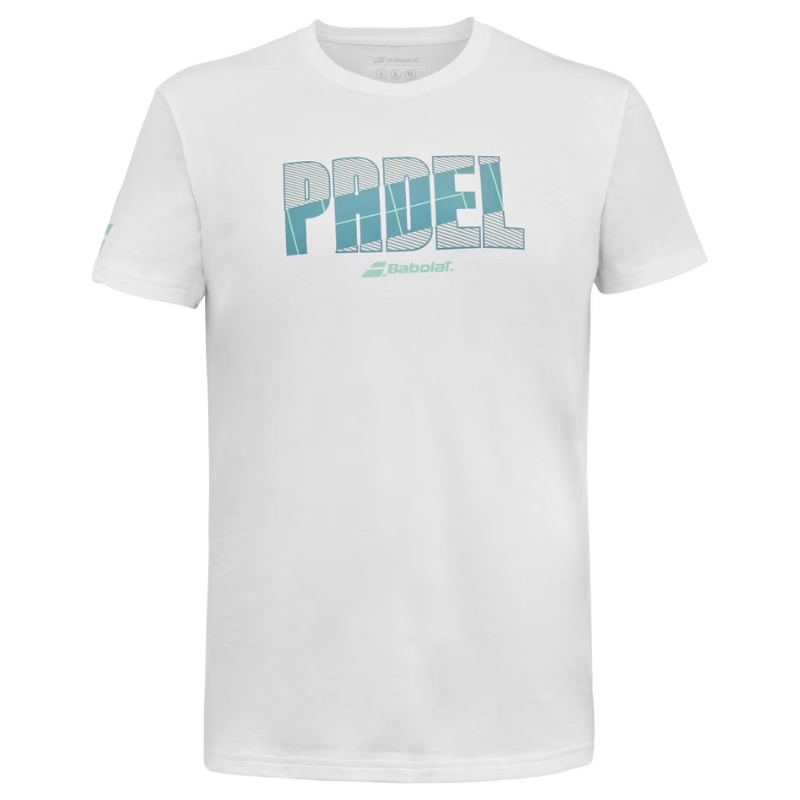 T-shirt Babolat Padel Cotton Tee Blanc face - Esprit Padel Shop