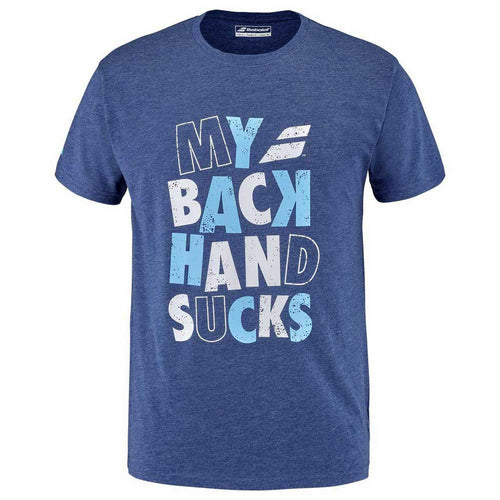 T-shirt Babolat Esercizio Messaggio Tee Faccia Blu - Esprit Padel Negozio