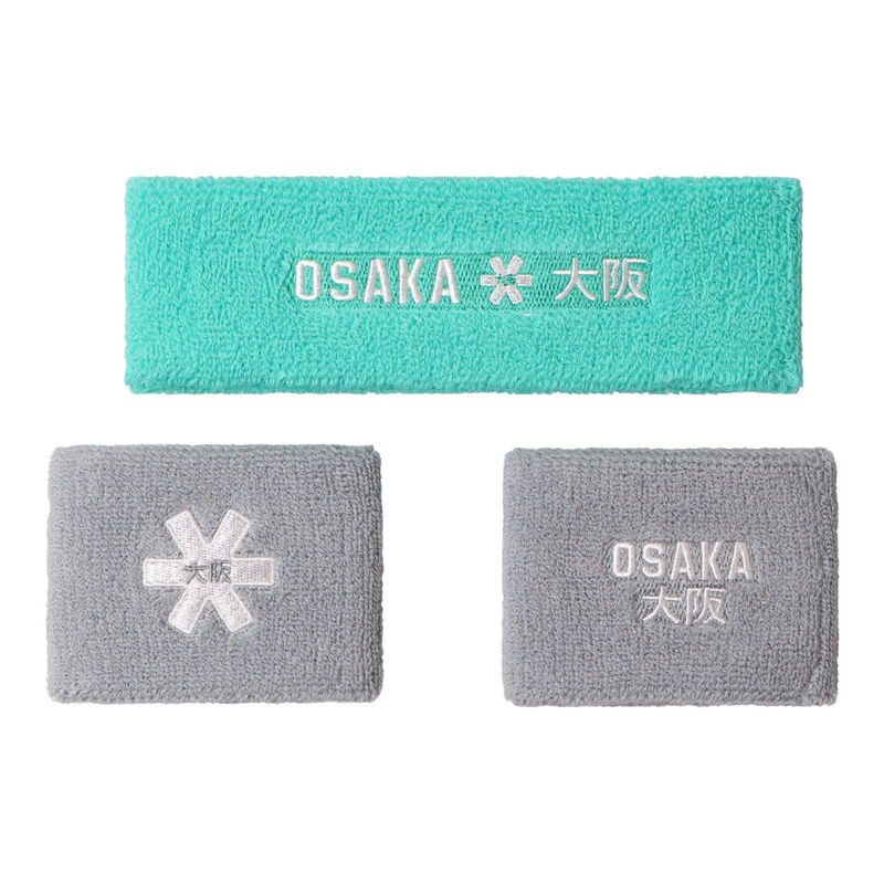 Poignets et Bandeau éponge Osaka SweatbandSet Gris/Bleu - Esprit Padel Shop