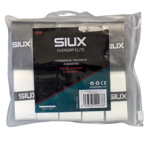 Siux Elite Black/White Overgrips x10 -Esprit Padel Shop