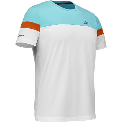 T-shirt Babolat Perf Crew Neck Blanc/Bleu - Esprit Padel Shop