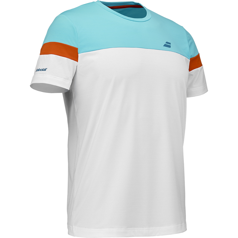 T-shirt Babolat Perf Crew Neck Blanc/Bleu - Esprit Padel Shop