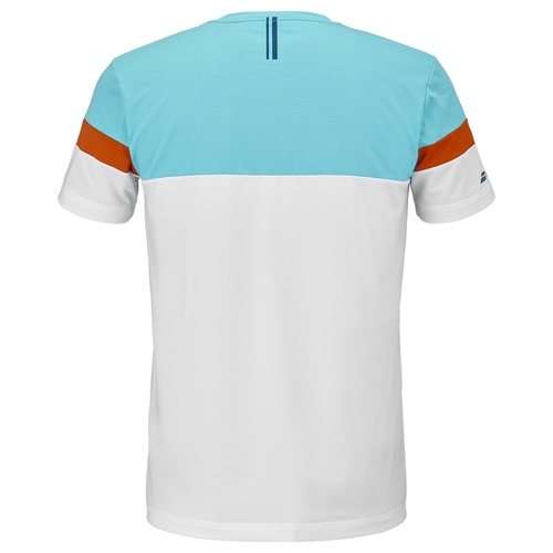 T-shirt Babolat Perf Crew Neck Blanc/Bleu - Esprit Padel Shop