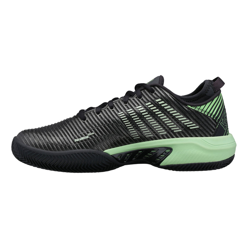 Chaussures de padel Homme K-Swiss Hypercourt Suprem Noir/Vert Cote1 - Esprit Padel Shop