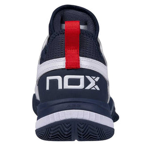 Chaussures de padel Nox AT10 Lux nerbo Blanc Bleu dos - Esprit Padel Shop