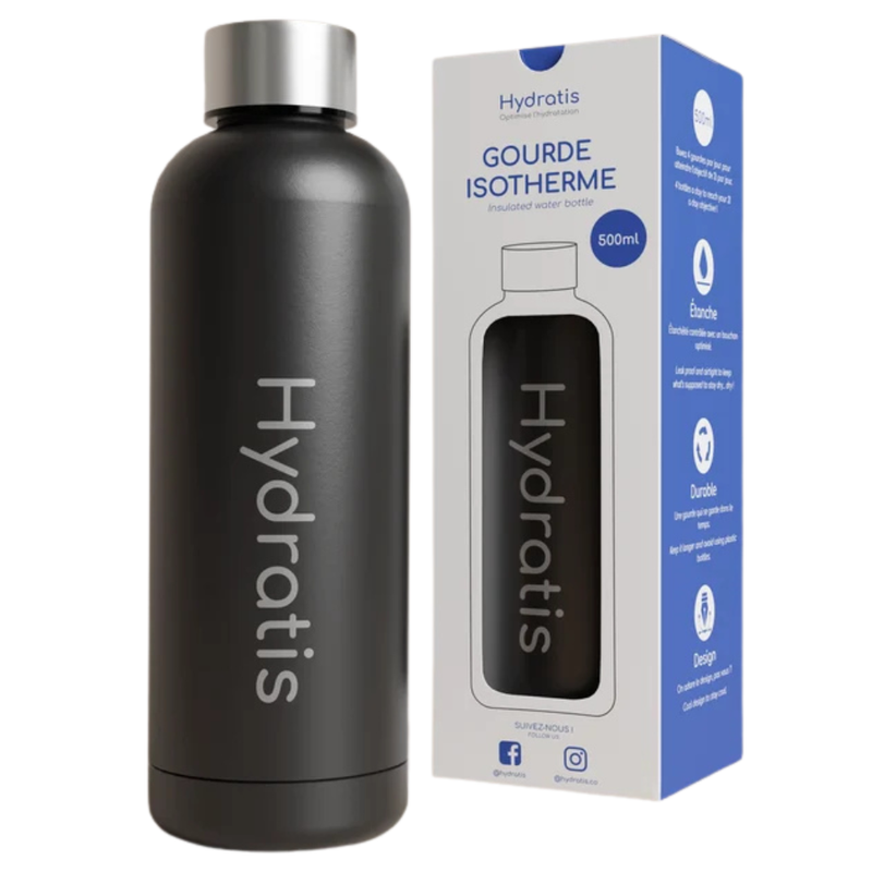 Gourde Hydratis 500ml Noir Métallique - Esprit Padel Shop