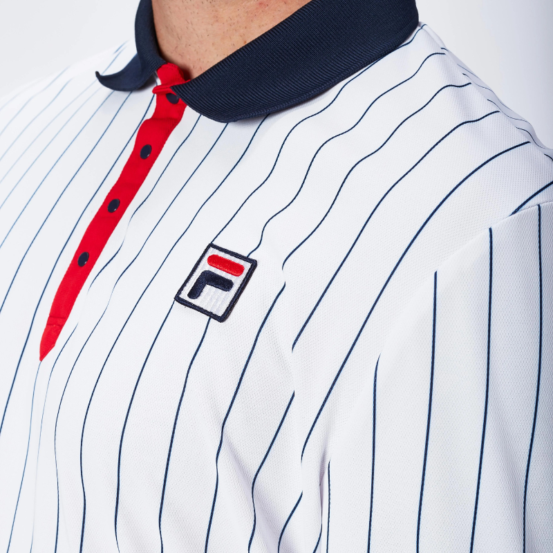 Polo Fila Stripes Blanc - Esprit Padel Shop