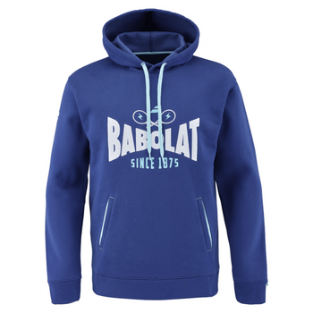 Sweat Babolat Exercice Hood Logo Bleu Face - Esprit Padel Shop