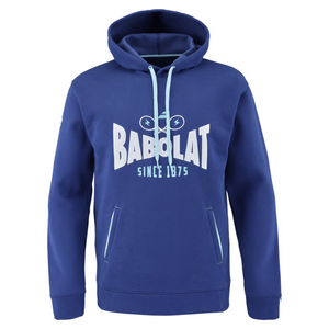 Sweat Babolat Exercice Hood Logo Bleu Face - Esprit Padel Shop