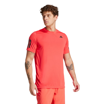 T-shirt Adidas Club 3 Strips Rouge - Esprit Padel Shop