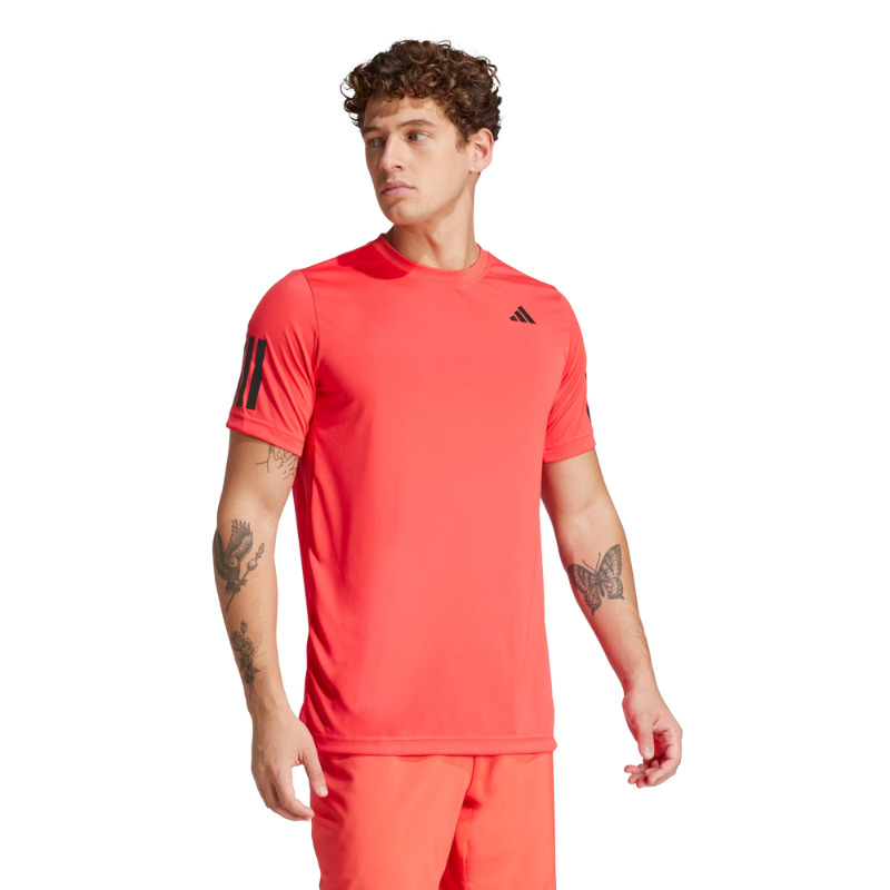 T-shirt Adidas Club 3 Strips Rouge - Esprit Padel Shop