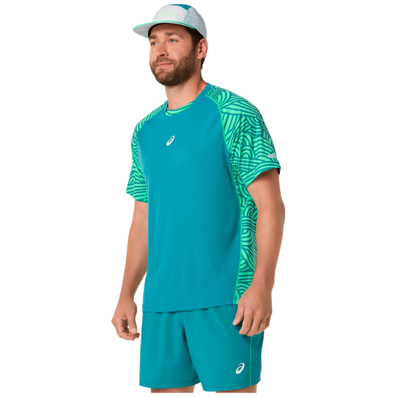 T-shirt Asics Padel Court All Over Print Bleu - Esprit Padel Shop