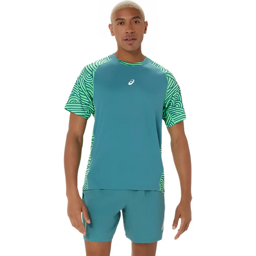 T-shirt Asics Padel Court All Over Print Bleu - Esprit Padel Shop