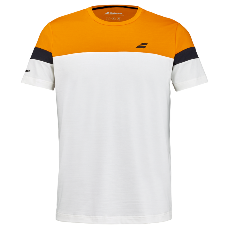 T-shirt Babolat Perf Crew Neck Tee Branco/Laranja - Esprit Padel Shop