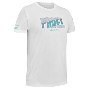 T-shirt Babolat Padel Cotton Tee Blanc 3q - Esprit Padel Shop