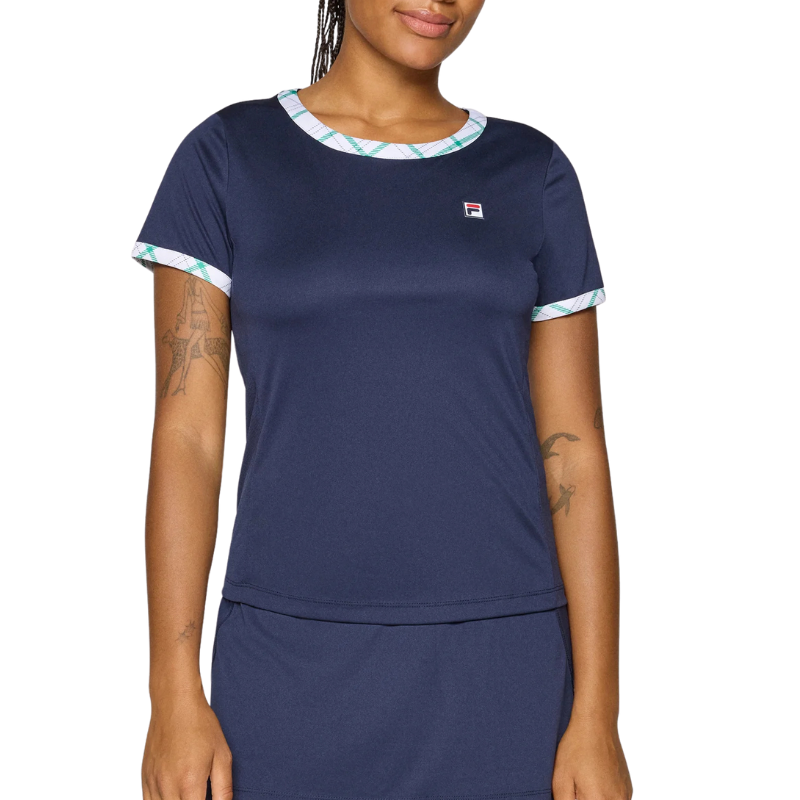 T-shirt Fila Yamila Bleu Marine/Vert Femme - Esprit Padel Shop