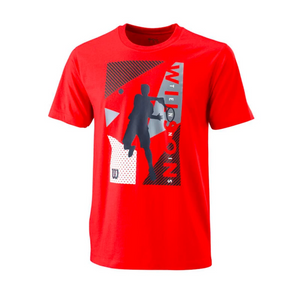 T-shirt Wilson Geo Play Tech Tee Rouge - Esprit Padel Shop