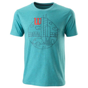 T-shirt Wilson Skyline Tee Bleu Face - Esprit Padel Shop