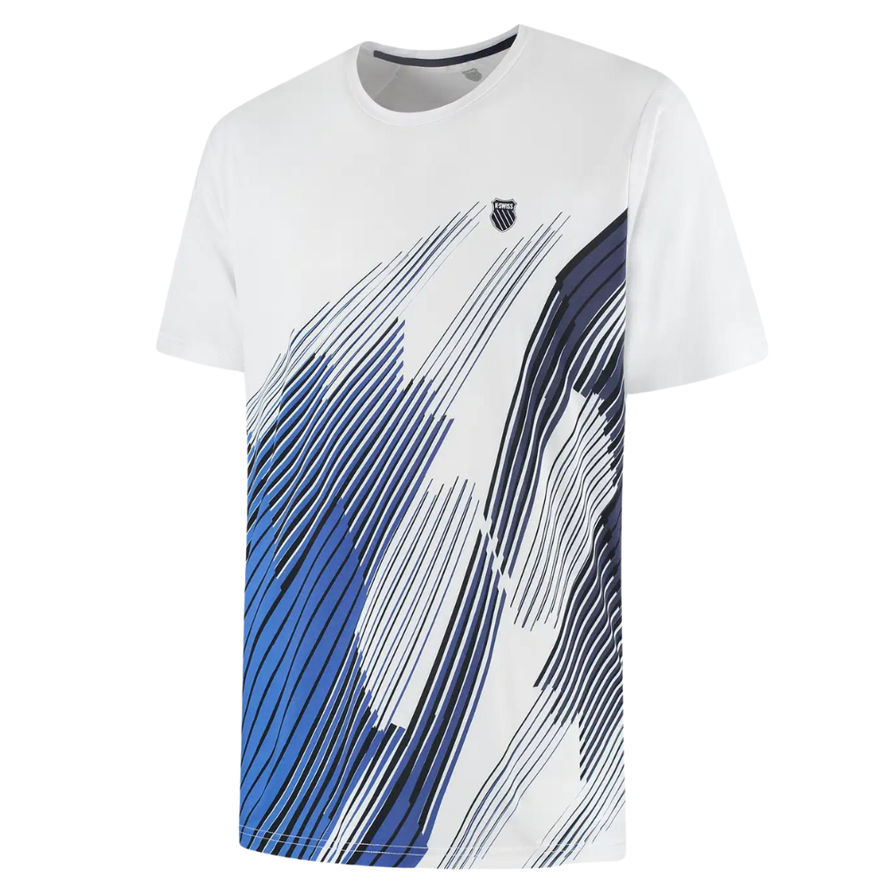 K-Swiss Hypercourt Print Crew 6 White T-shirt - Esprit Padel Shop