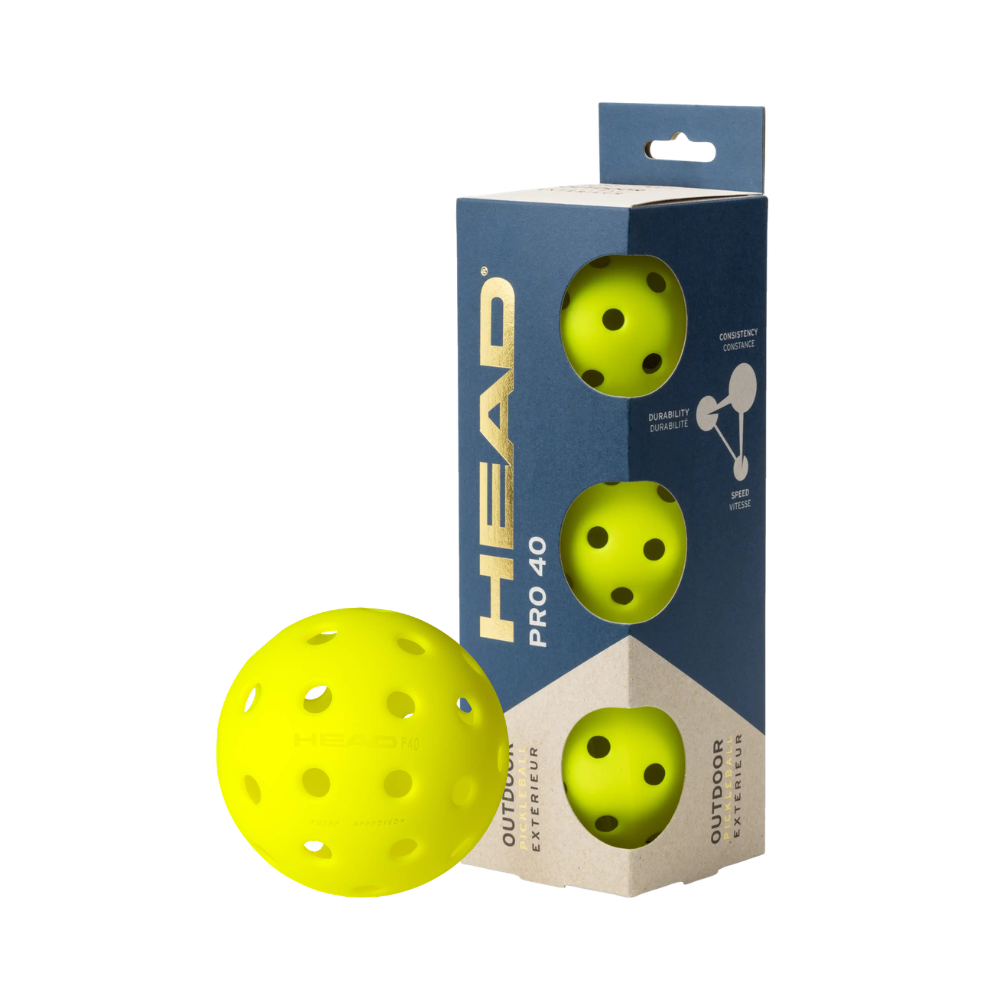 Tube de 3 balles de Pickleball Head Pro 40 - Esprit Padel Shop
