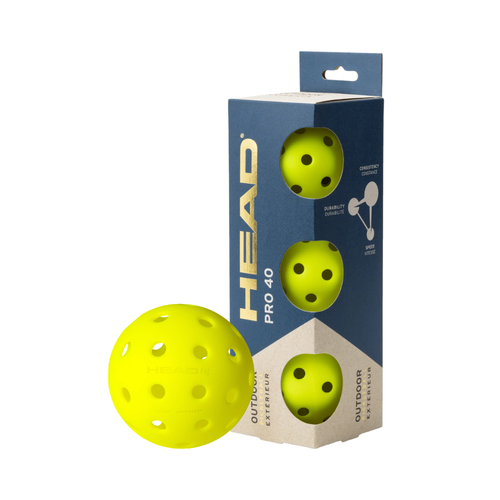 Tube de 3 balles de Pickleball Head Pro 40 - Esprit Padel Shop