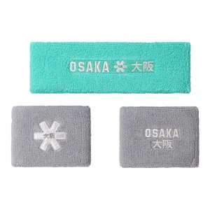 Poignets et Bandeau éponge Osaka SweatbandSet Gris/Bleu - Esprit Padel Shop
