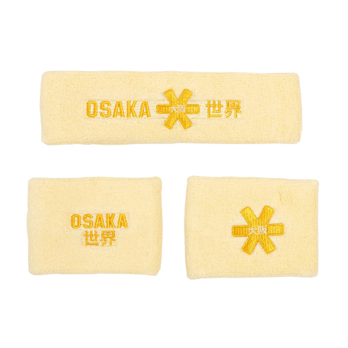Poignets éponge et bandeau éponge Osaka Set 2.0 Jaune - Esprit Padel Shop