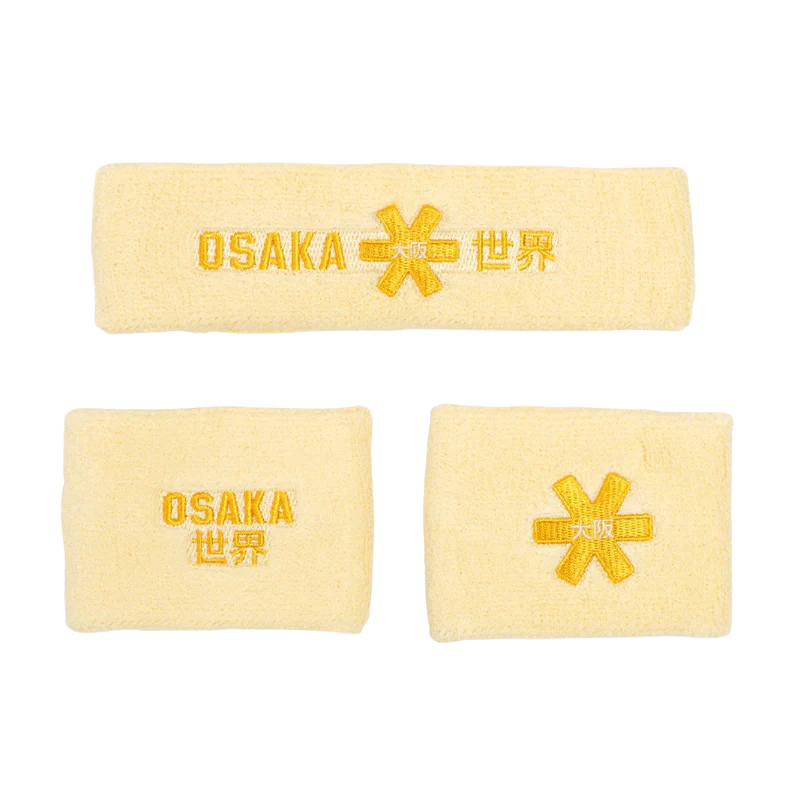 Poignets éponge et bandeau éponge Osaka Set 2.0 Jaune - Esprit Padel Shop