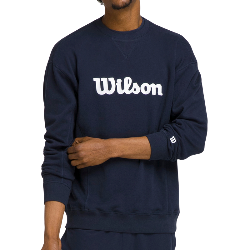 Sweat Wilson Team Crewneck Script Bleu Marine - Esprit Padel Shop