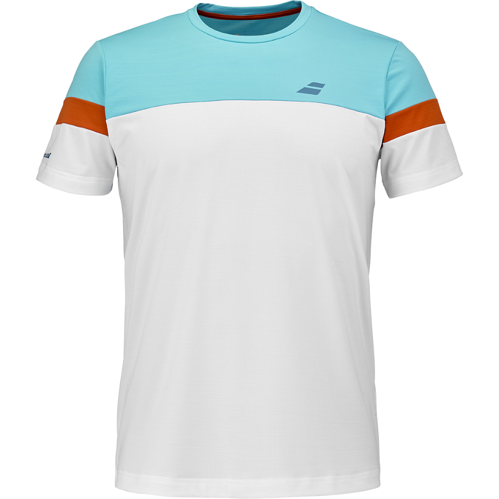 T-shirt Babolat Perf Crew Neck White/Blue - Esprit Padel Shop