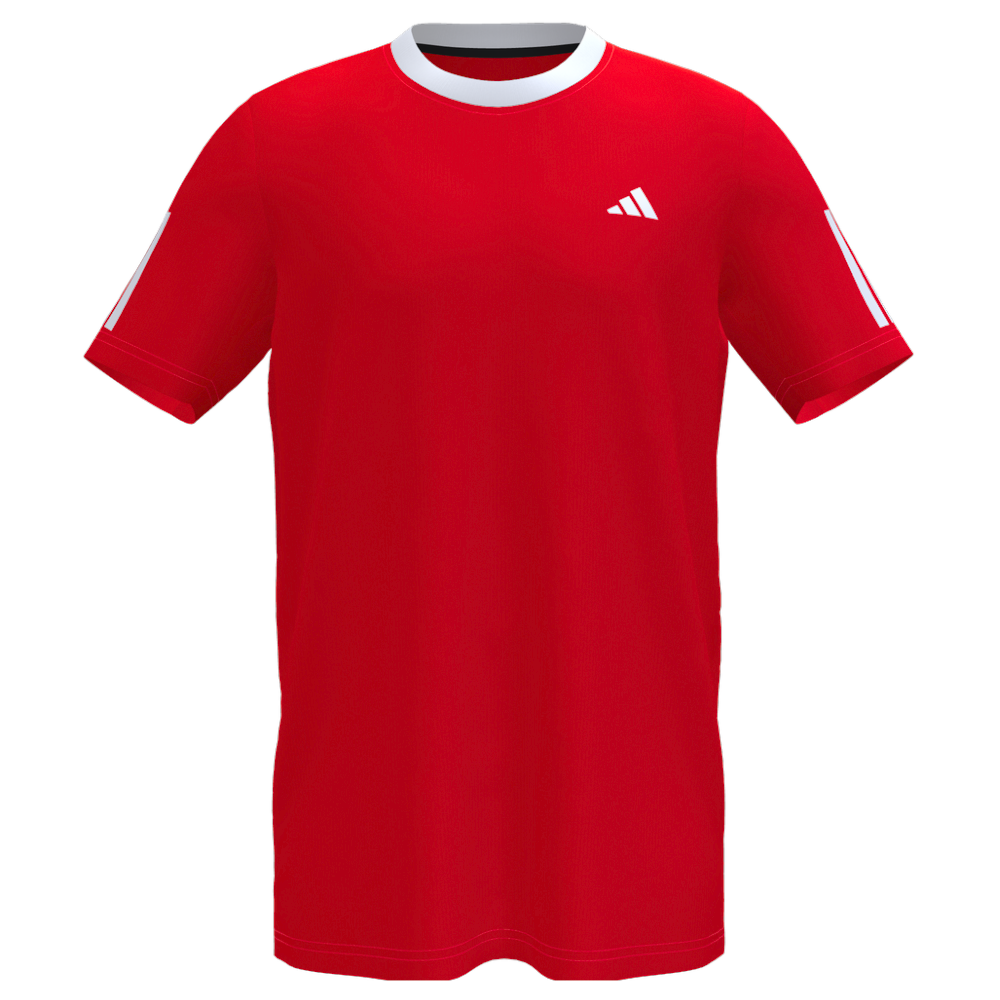 T-shirt Adidas Club 3 Stripes Rouge - Esprit Padel Shop