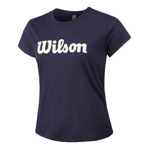 T-shirt Wilson Femme Script Tech Tee Bleu Face - Esprit Padel Shop