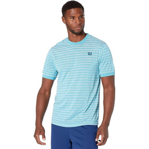 T-shirt Wilson Stripe Crew Bleu face -  Esprit padel Shop