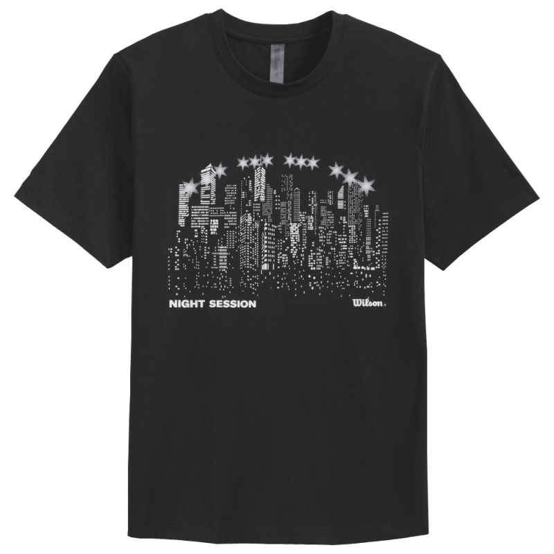 T-shirt Wilson Night Skyline Noir face - Esprit Padel Shop