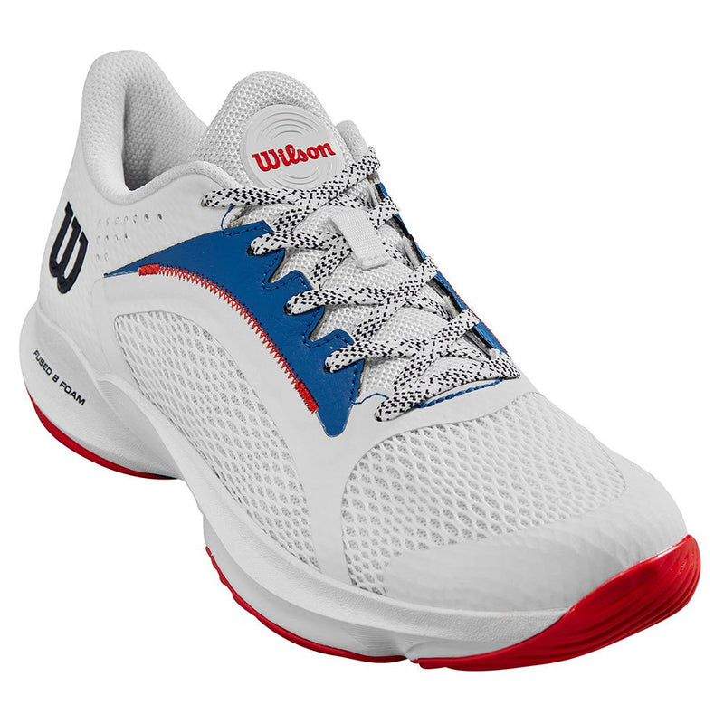 Chaussures de padel Femme Wilson Hurakn 2.0 Woman Blanc Bleu 3q - Esprit Padel Shop