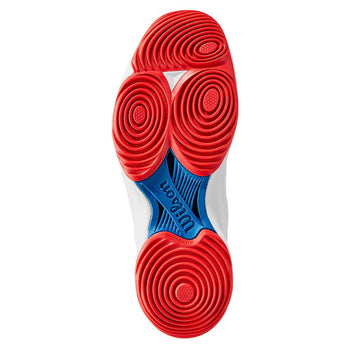 Chaussures de padel Femme Wilson Hurakn 2.0 Woman Blanc Bleu dessous - Esprit Padel Shop