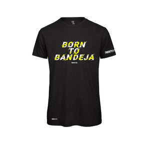 T-shirt noir avec l'intitulé "Born to Bandeja" conçue avec des matériaux légers et respirants facilitant la pratique du padel. 